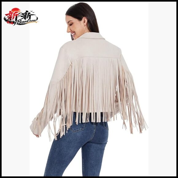 Jackets & Blazers - Fringe Leather Jacket Women Cropped Suede Coat Western Cowgirl Outfit